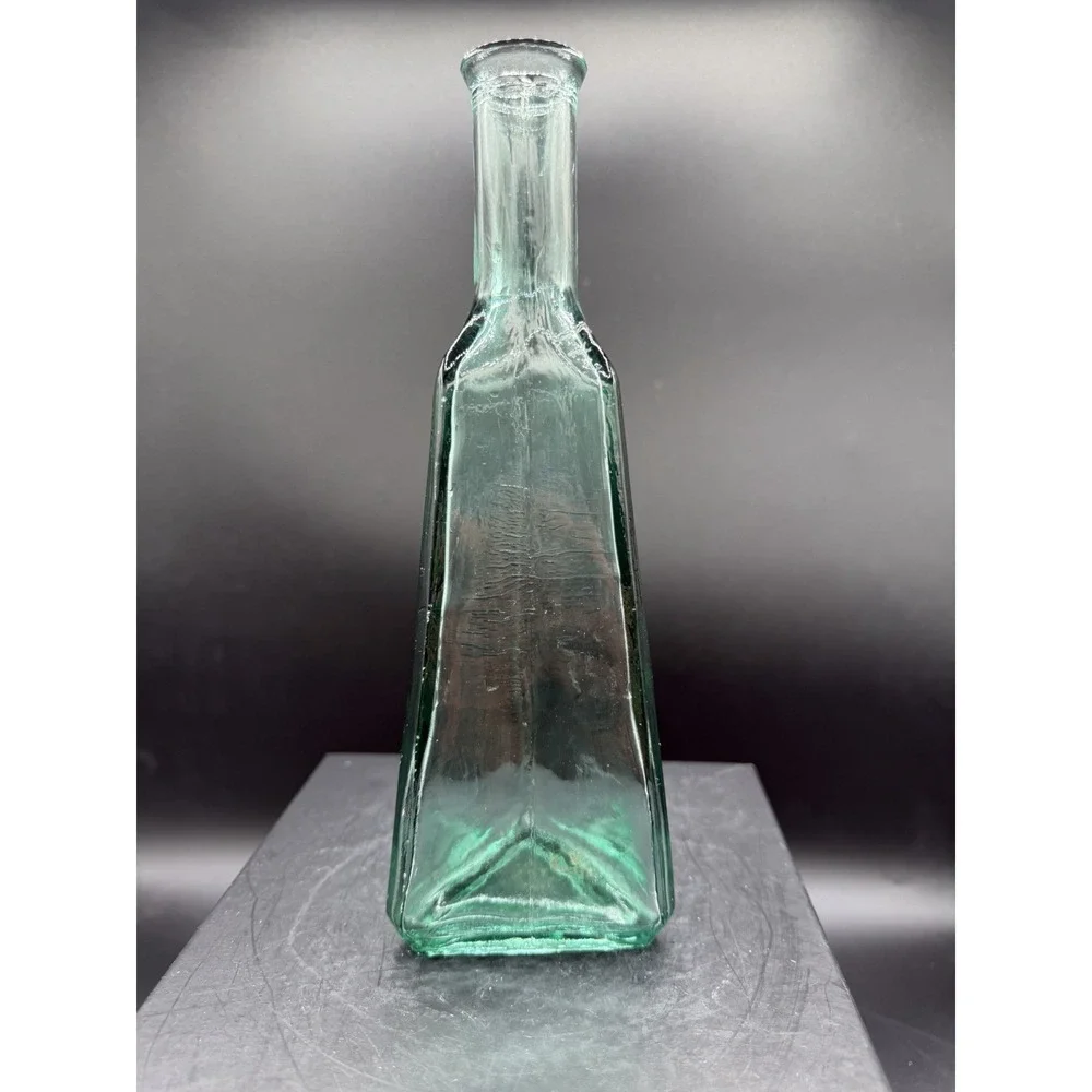 Vintage MCM Green Triangular Vase/Decanter 9.25
